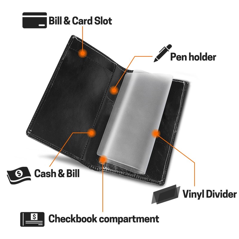 Aurya Leather Checkbook Covers for Personal Checkbook, Checkbook Holder with
