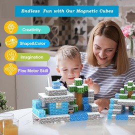 110 PCS Magnetic Blocks-Build Mine Magnet World Snow and Ice Theme,Toys for Girls Age 3 4 5 6 7 8 Princess Castle STEM Sensory Kids Games Toys for Toddler Christmas Birthday Gifts for 3+ Years Old