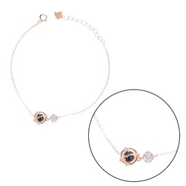 SHOWERORO Planet Shaped Pure Silver Bracelet for Women Hand Chain Extended Design Elegant Bangle Rose Gold for Parties and Daily Wear Hand Decoration for