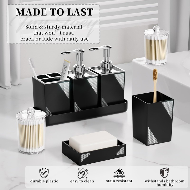 Black Bathroom Accessories Set - Luxurious Bathroom Accessory Decor