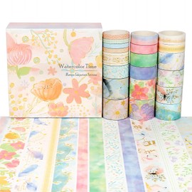 Skyzone Washi Tape Set of 20 Rolls, Vintage Decorating Masking Tape, Washi Tape for Scrapbooking, DIY Crafts, Gift Wrap, Holiday Party Decoration