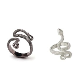 TengRiah Adjustable Punk Gothic Snake Ring for Men and Women Snake Stereoscopic Opening Vintage Ring -3