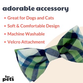 Huxley & Kent Bow Tie for Pets | Lime Madras (Large) | Easter Bow Tie Collar Attachment | Fun Bow Ties for Dogs & Cats | Cute, Comfortable, and Durable | H&K Bow Tie