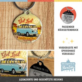 Nostalgic-Art Retro Keychain, Ø 1.6", VW Bulli – Let's Get Lost – Volkswagen Bus Gift idea, Metal, Vintage-Design