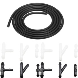 Windshield Washer Hose Kit, 4Meter Universal Washer Fluid Hose with BONUS 12pcs Hose Connectors, Windshield Washer Line Suitable for Most of Car Washer Fluid Tubing.