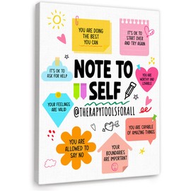 YEOION Note to Self Wall Decor,Mental Health Wall Art Canvas Frame Print for Mental Health Therapy Office School Counselor Calming Corner Wall Decor