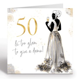 Ruby Ashley 50th Birthday Card Women. Luxury Gold Foil Card. Recyclable & Made in the UK