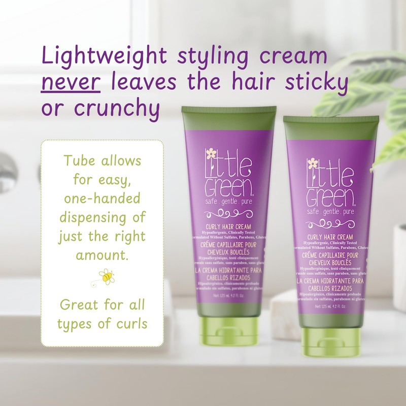 Little Green Kids Curly Hair Cream, Anti Frizz Curl Defining