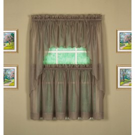 Today's Curtain Emelia Original Voile Tier Pair 24", Taupe, 60"W x 24"L