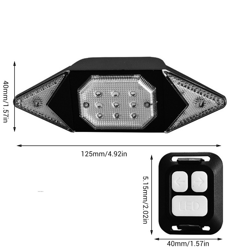 Wireless Remote Control Rear Tail Light USB Charging Bike Turn