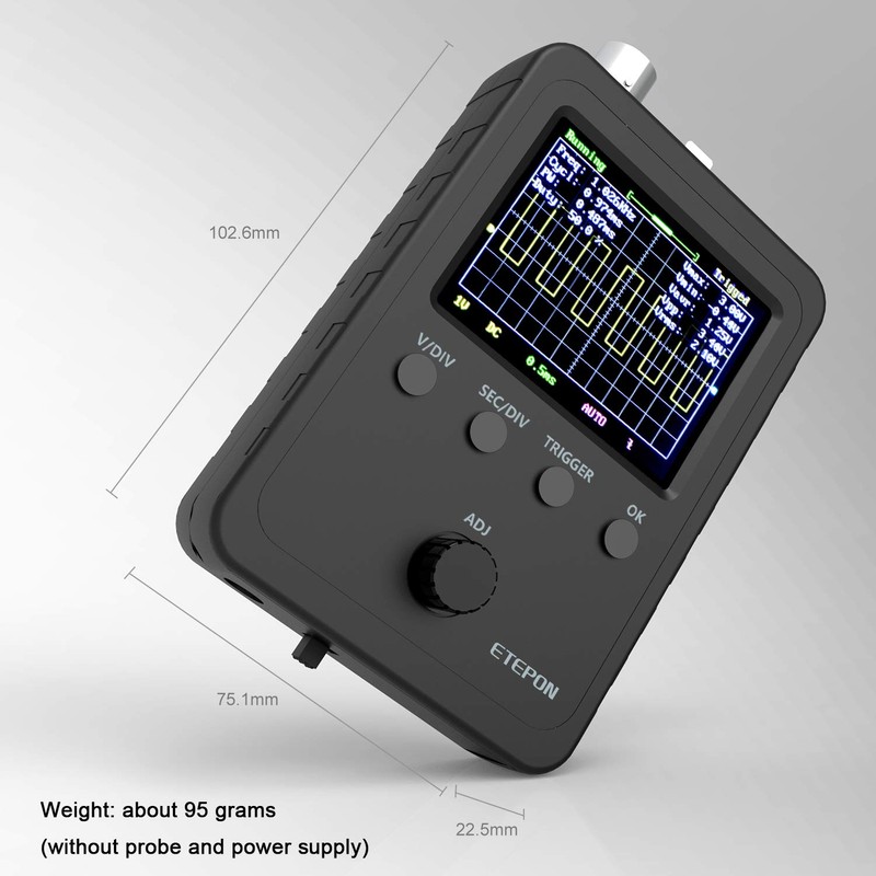 ETEPON Digital Oscilloscope Kit with BNC-Clip Cable Probe (Assembled Finished