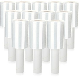 Sherr 12 Pack 5 Inch Stretch Shrink Film Roll Clear Plastic Wrap for Moving Packing with Handle 800 Feet 80 Guage Thick Industrial Self-adhering for Packaging Furniture Luggage Supplies