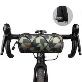 Rhinowalk Bike Handlebar Bag, Bicycle Front Bag Shoulder Bag Storage Bag with Shoulder Strap for Road Mountain Bike Cycling Travel (Camouflage green)