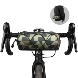 Rhinowalk Bike Handlebar Bag, Bicycle Front Bag Shoulder Bag Storage Bag with Shoulder Strap for Road Mountain Bike Cycling Travel (Camouflage green)