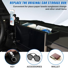 Dashboard Phone Holder With Storage Box Compatible with Hummer EV SUV Truck Pickup 2022-2024 2025 2026 Phone Mount Dash Storage Tray Insert Behind Screen Organizer Storage Accessories (Type-E)