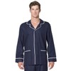INTIMO Mens Herringbone Long Pajama Set with Piping, Navy, S