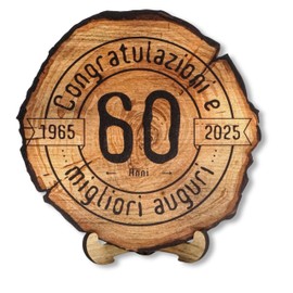 DARO Design - Wooden Disc - 60 Years - Size 20 cm - Gift for Anniversary, 60th Birthday, Anniversary - Congratulations