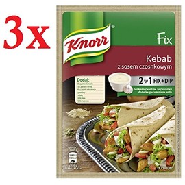 Knorr Fix Kebab z Sosem Czosnkowym Kebab with Garlic Sauce Marinade 2 in 1 Fix + Dip (3-Pack)