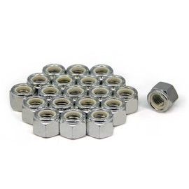 Yeebyee 1/2"-13 Nylon Insert Hex Lock Nuts,Carbon Steel White Zinc Plated, Hex Lock Nut Silver Self-Locking Nylock Locknuts, 20pcs/Pack (1/2"-13-20pcs)