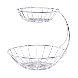 DESIGN DELIGHTS Fruit Stand Stage, 24 cm, Iron, Two-Tier Metal Fruit Stand, Fruit Bowl, Bread Basket