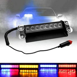 YUANYE Car Truck Emergency Flash Dash Strobe Warning Light Day Running Flash Police Light LED 8 LED 3 Flashing Modes 12V (Yellow)