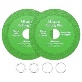 HARFINGTON 2 Pack Glass Cutting Disc 4.5 Inch for Rotary Tool Diamond Cutting Disc Ultra-Thin Saw Blade Wheel with 7/8" Arbor for Cutting Grinding Jade Crystal Tile Ceramic