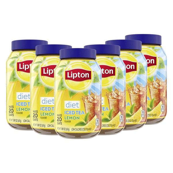 Lipton Diet Lemon Iced Tea Mix, 20 Quarts (Pack of 6)