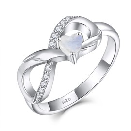 STARCHENIE Infinity Promise Ring 925 Sterling Silve Angel Wings Heart Moonstone Ring for Women Size 10