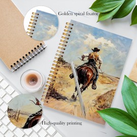 LADOCK Rustic Western Cowboy Spiral Notebook Journal, Vintage Country Cowboy Riding Horse Journal, Western Gifts for Men Women, Farmhouse Wild Southwestern Notebook, 5.5x8.3