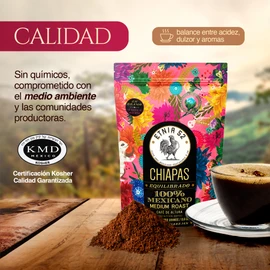 Café en Grano de Altura Chiapas | 250gr | Tostado Medio | Cuerpo Medio | 100% Arábica | Certificación Kosher | Notas a Nuez, Miel y Frutos Secos - Aroma Floral y Caramelo | Grano Entero | ETNIA 52