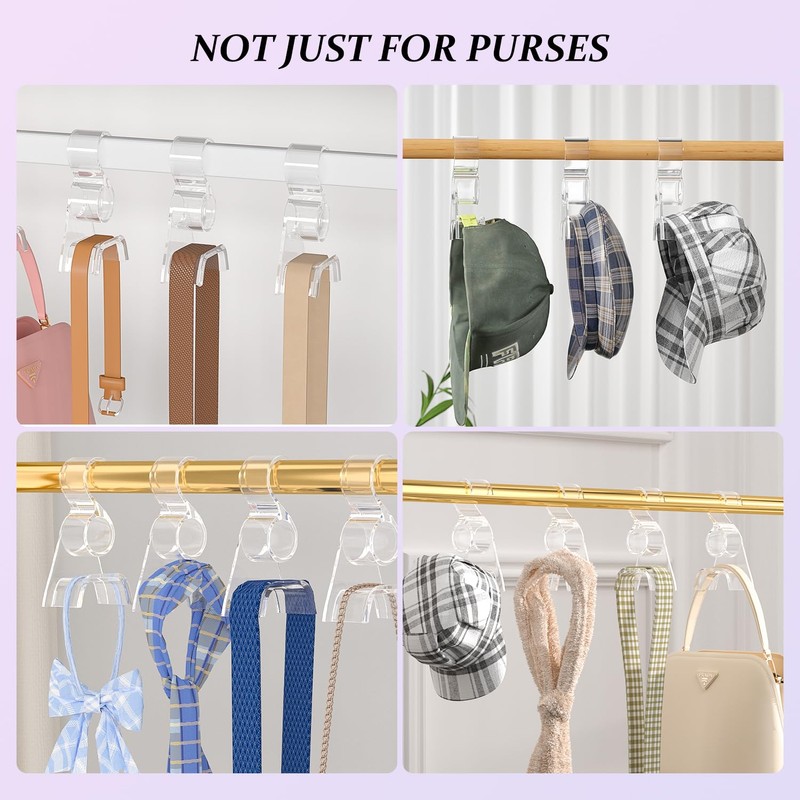 BOCONY Purse Hanger for Closet 12 Pcs, Acrylic Purse Organizer