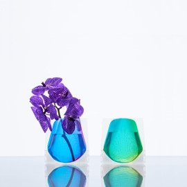 D-BROS公式 FLOWER VASE フラワーベース／ショートサイズ (ブルー＆グリーン, ショートサイズ)