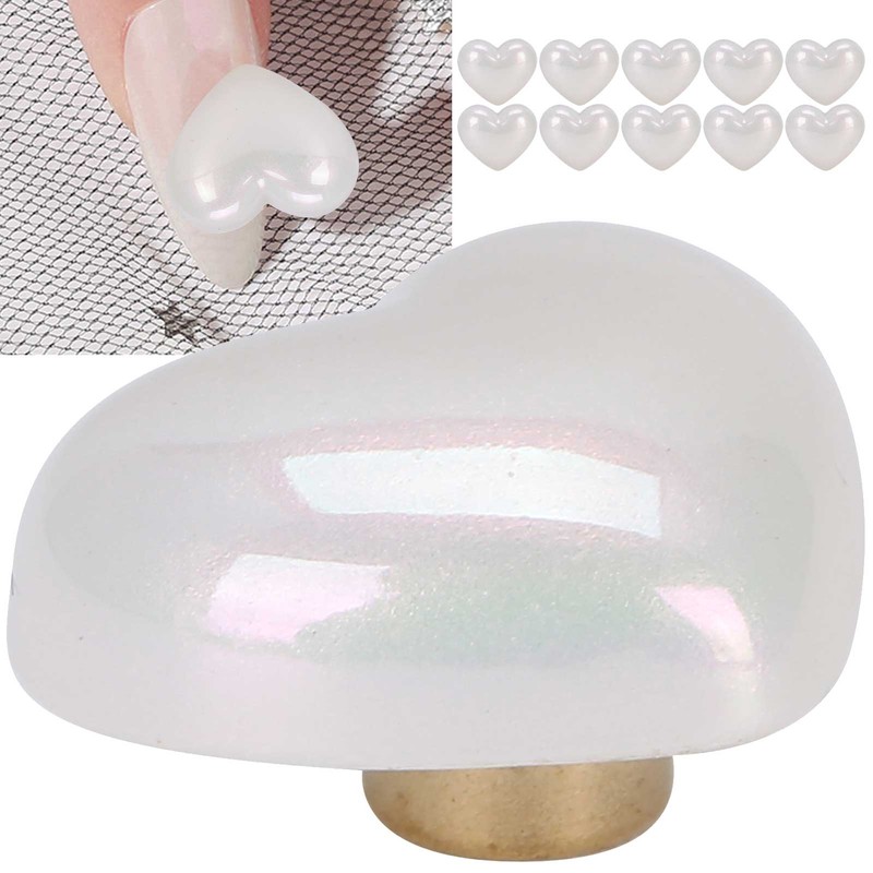 10pcs Heart Beads Imitation Pearls Beads Nail Art Decoration DIY