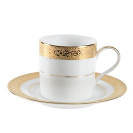 CANION WITS VICTORIAN GOLD Coffee Cup & Saucer, Western Tableware Design (Gifts, Households, Cafes, Restaurants, Etc) [Canyon Witz]