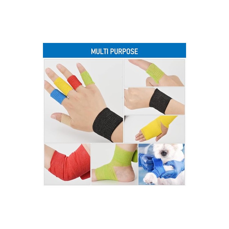 Vendajes Autoadhesivos 6 Rolls, Vendaje Autoadhesivo en 6 Colores,Venda Adhesiva