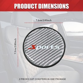2PCS Car Cup Holder Coaster, Carbon Fiber Non-Slip Embedded Coasters, Universal 2.75Inch Cup Holder Insert Coaster Pad, Sports Racing Durable Drink Mat, Car Interior Accessories for Women Men (Silver)