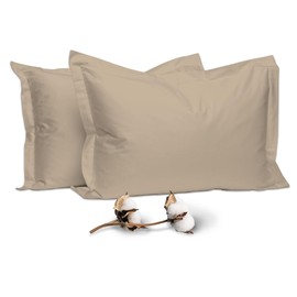 Pizuna 100% Cotton King Pillow Cases 2 Pack Simply Taupe 50x90cm, 400 Thread Count Long Staple Combed Cotton Pillowcases, Luxurious Soft Sateen King Size Pillow Cases (Cotton Pillowcase Pack of 2)