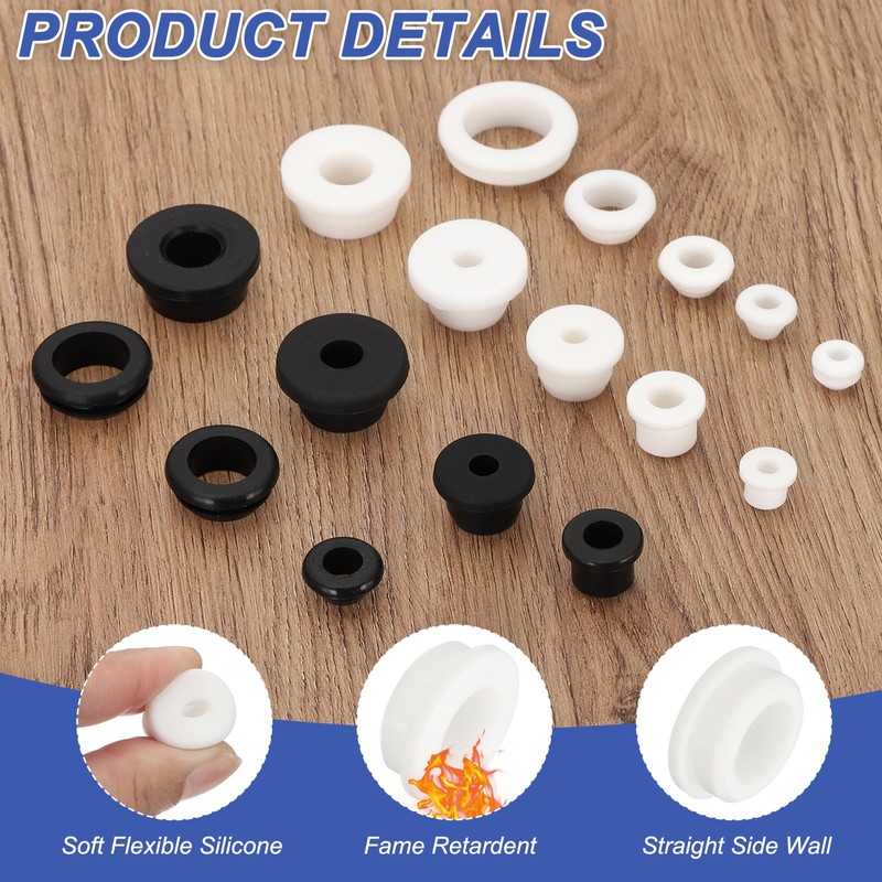 PATIKIL Silicone Rubber Grommet, 7 Pcs 1-1/4"(32mm) Drill Hole, 7/8"(22mm)