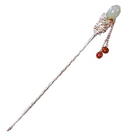 [ミャオミャオ] かんざし 簪 一本 和装 留袖 着物 浴衣 髪飾り 金属 ヒスイ 翡翠 赤瑪瑙 シルバー ヘアアクセサリー Miaomyao