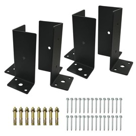 4 PCS Adjustable Base Bracket for 4x4,6x6,8x8 Post，Heavy Duty Wood Fence Deck Tough Post Anchor Base Brackets for Deck Supports, Porch Railings, Handrails and Post Holders,Deck Railing Mailbox