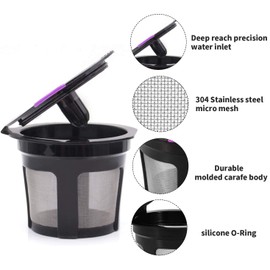 6 tazas K reutilizables con 100 filtros de papel de taza K desechables para cafeteras Keuring 2.0 y 1.0 Taza K de café Mini máquina de cápsulas de cápsulas de café vacías con filtro…