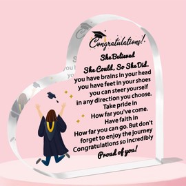 JETTOP Graduation Gifts for Her 2025 Acrylic Plaque Exam Gifts Inspirational Graduation Gift, High School Graduate Gifts