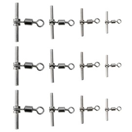 LT Easiyl 40Pcs Fishing Cross Line Crimp Swivels, 3-Way T-Shape Brass Fishing Swivels for Rigs Freshwater Saltwater (Size 3# 5# 7# 10#)