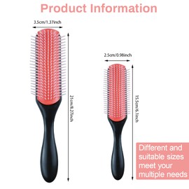 2 PCS Hair Brushes for Curly Hair, VEGCOO 9-Row Cushion Brush Nylon Bristle with Anti-Static Rubber Pad, Styling Hairbrush Tools for Blow Drying Hair Styling, Separating, Detangling, Shaping (2 Sizes)