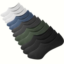 WHISPER DEER No Show Socks Men Size 6-9/9-12/12-15 Invisible Low cut Loafer Sneaker Socks With Non-Slip Grip (3/6/8/12Pairs)