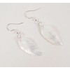 Long Mother of Pearl Carved Shell Leaf or Feather Dangle