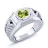 Gem Stone King Men's 925 Sterling Silver Round Green Peridot