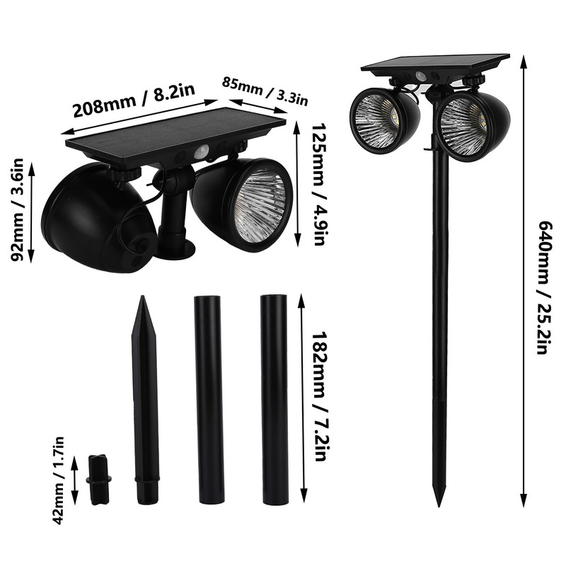 Solar Projection Light Human Body Induction 2‑Color Solar Lawn Lamp