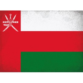 AGDeko® Tin Sign Oman Flag Flag Vintage Size 30 x 20 cm