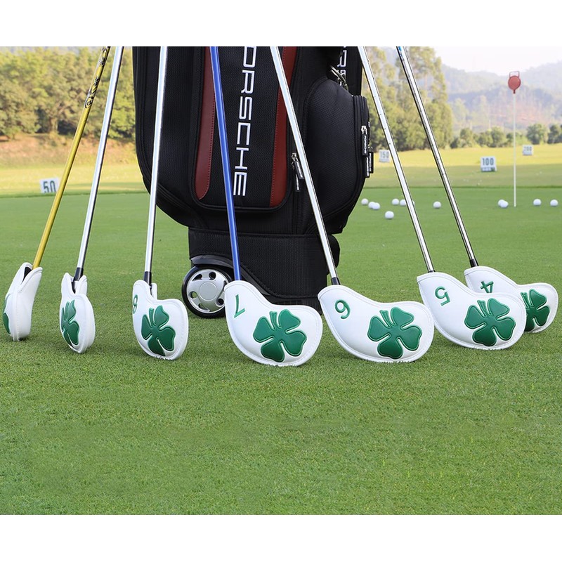 Set of 10 PU Leather Iron Head Covers with Closure